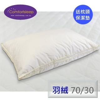 《Comfortsleep》頂級95%舒適羽絨枕頭一入  送枕頭保潔墊