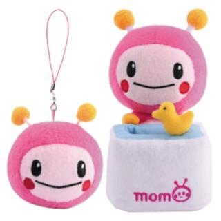 【MOMO】7吋momo絨毛娃娃置物座+2.5吋momo拭鏡吊飾