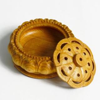 檜木手工雕刻環香爐(小)