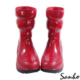 【Sanho】三和牌四季時尚長雨靴(蘋果紅)