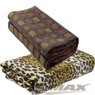 onemall.99雙面超細纖維創意保暖袖毯--豹紋/蘇格蘭