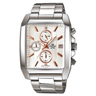 【CASIO】EDIFICE 簡約風尚都會晶鑽運動錶(白　EFR-511D-7AVDR)