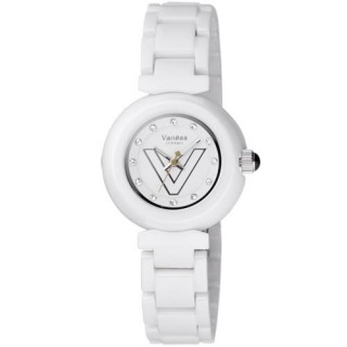  【Vaness】輕甜美媛晶鑽時尚陶瓷腕錶(白/小V1207WL1)