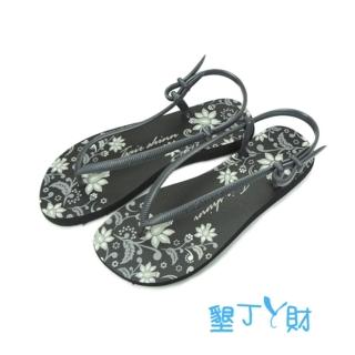 【墾丁ㄚ財】蔓藤花橡膠涼鞋(鐵灰/黑)
