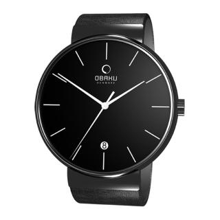 【OBAKU】純粹經典三針日期時尚腕錶(全黑V153GBBRB)