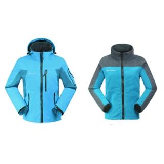【PUSH!】機能服飾 防水 防風 透氣 保暖 外套防風雨大衣(女款) (兩件套  藍色)
