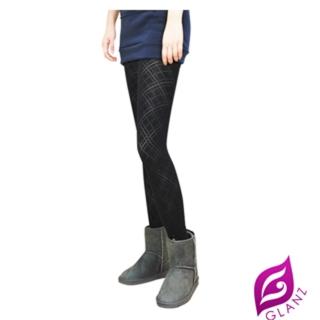 【GLANZ 格藍絲】臺灣製320丹 韓版究極顯瘦塑身美腿內搭九分襪(經典透膚斜格紋)