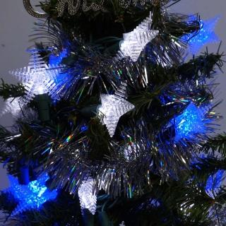 【聖誕裝飾特賣】聖誕燈 LED燈50燈星星造型燈-藍白光(省電高亮度 附IC控制器跳機)