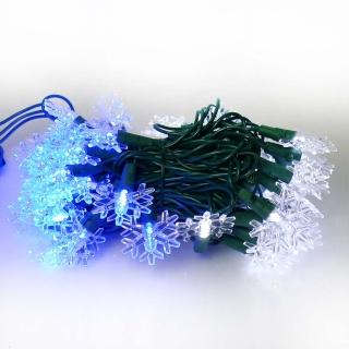 【聖誕裝飾特賣】聖誕燈 LED燈50燈雪花造型燈-藍白光(省電高亮度 附IC控制器跳機)