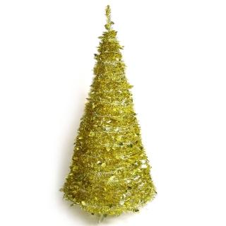 【聖誕裝飾特賣】6尺/6呎(180cm) 創意彈簧摺疊聖誕樹(金色系)