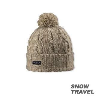【SNOW TRAVEL】圓球防風保暖羊毛帽(駝黃)