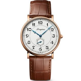 【LONGINES】Heritage18K玫塊金旗鑑機械腕錶(L47858732)