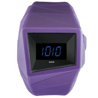 【ALESSI】線條結構立體電子腕錶-紫(AEAL22003)