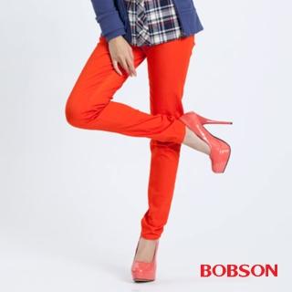 【BOBSON】女款彩色強彈力緊身褲(橘紅21)
