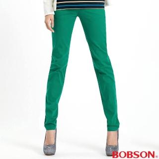 【BOBSON】女款多彩色彈性小直筒褲(綠41)
