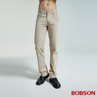 【BOBSON】男款洗刷紋半舊直筒褲(卡其72)