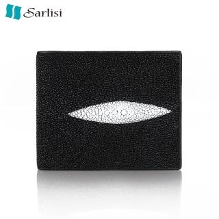 【Sarlisi】珍珠魚真皮短夾(黑色)