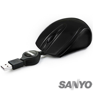 【SANYO三洋】USB筆電專用小巧捲線光學鼠(SYMS-M12黑)