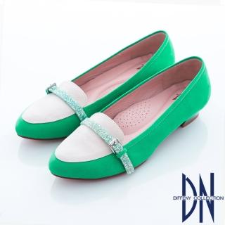 【DN】甜繽紛馬卡龍 甜美水鑽邊帶尖頭鞋(綠)