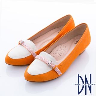 【DN】甜繽紛馬卡龍 甜美水鑽邊帶尖頭鞋(橘)
