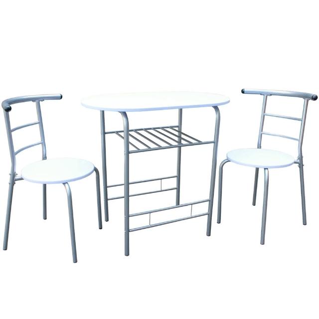 【美佳居】高級鋼管-洽談桌椅組-會客桌椅組-餐桌椅組-1桌2椅(素雅白色)