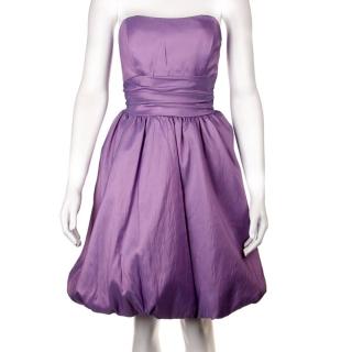 【摩達客】美國進口Landmark無肩帶浪漫紫緞面泡泡裙派對小禮服/洋裝(含禮盒)