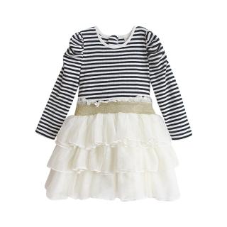 【BABY童衣】金色腰帶假2件式多層紗連身裙 37194(白色)