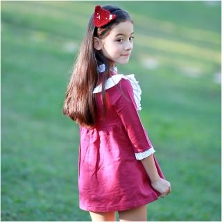 【BABY童衣】可愛清新荷葉領連衣裙 37195(紫紅)