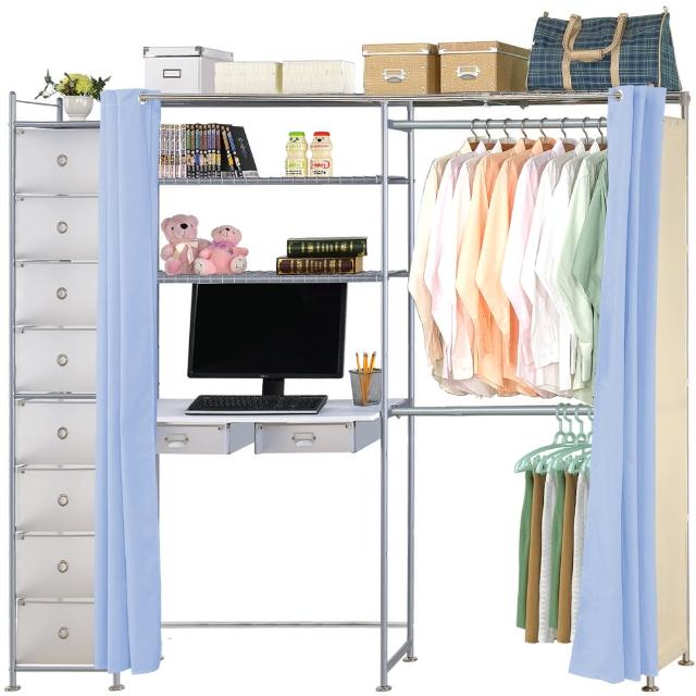 【巴塞隆納】E90型防塵伸縮電腦桌衣櫥架(附抽屜櫃)