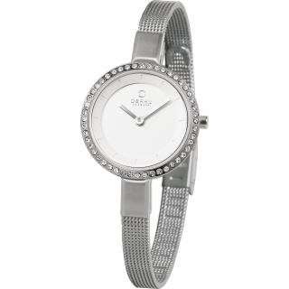 【OBAKU】小巧媛式晶鑽米蘭腕錶-銀色(V129LCIMC3)