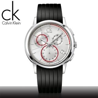  【瑞士 CK手錶 Calvin Klein】大錶徑三眼計時男錶(K1V27926 白款)
