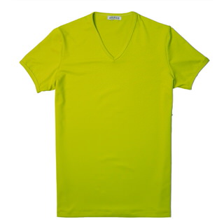 【ATTI TUDE】彈性運動V領彩色短袖T恤(亮黃色)