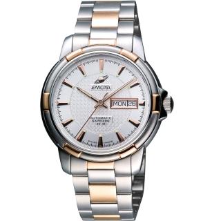 【ENICAR】航行經典日曆機械腕錶-銀-雙色版-41mm(168-50-335G)