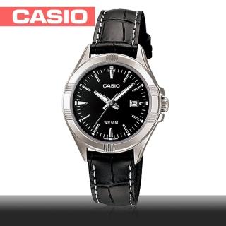 【CASIO 卡西歐】氣質黑皮革簡約女錶-皮革錶帶(LTP-1308L)