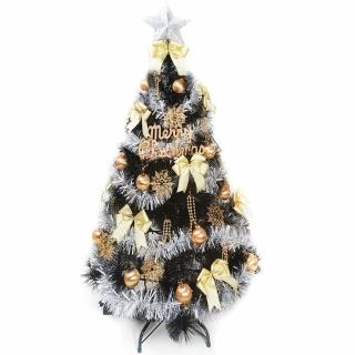 【聖誕裝飾品特賣】臺灣製4尺(120cm特級黑色松針葉聖誕樹-金銀系配件（不含燈)