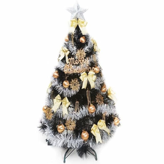 【聖誕裝飾品特賣】台灣製4尺(120cm特級黑色松針葉聖誕樹-金銀系配件（不含燈)