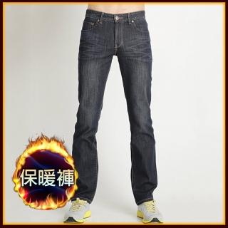 【BOBSON】男款熱感IN低腰直筒牛仔褲(藍52)