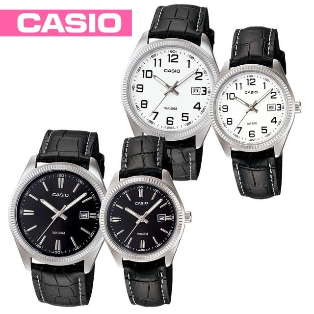 【CASIO 卡西歐】送禮首選-貴氣時尚皮革情侶對錶款(MTP-1302L+LTP-1302L)