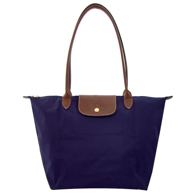 【Longchamp】長背帶折疊水餃包(藍色-小)