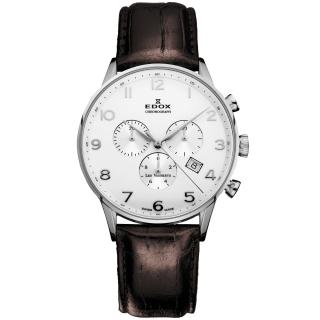 【EDOX】Les Vauberts 競速玩家計時腕錶-白-41mm(E10408.3A.ABN)
