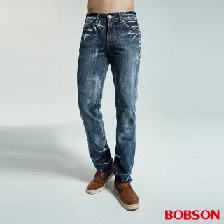 【BOBSON】男款雪花直筒牛仔褲(藍53)