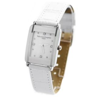 【Valentino范倫鐵諾】素面簡約方形水鑽刻度腕錶 真皮錶帶原廠正品(玖飾時尚NE498)