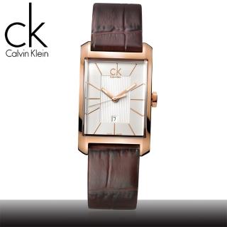 【瑞士 CK手錶 Calvin Klein】時帕y行-方型直紋玫瑰金女腕錶(K2M23620)