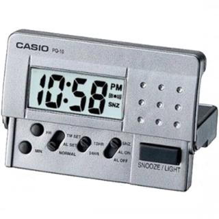 【CASIO 卡西歐】輕便數位電子鬧鐘(銀灰-PQ-10D-8RDF)