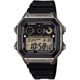  【CASIO 卡西歐】復古撞色亮眼時尚腕錶(黑x銀-AE-1300WH-8AVDF)