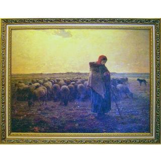 【開運陶源】大幅93x73cm-驚豔米勒 田園之美(牧羊女與羊群)