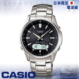 【CASIO 卡西歐 電波錶】薄型-六局電波時計-旅行者最愛(LCW-M100D 黑銀)