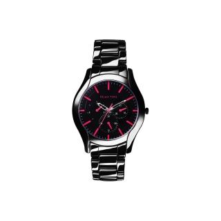  【Relax Time】嶄新系列日曆腕錶-黑x桃紅/42mm(RT-35-3-8M)