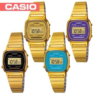 【CASIO 卡西歐】日系復古風-金色系電子女錶(LA670WGA)