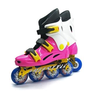 【D.L.D 多輪多】鋁合金底座 專業競速直排輪 溜冰鞋(粉紅白 -- FS-1)